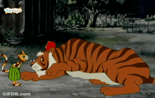 Cat And Tiger Cartoon With Tigers GIF
