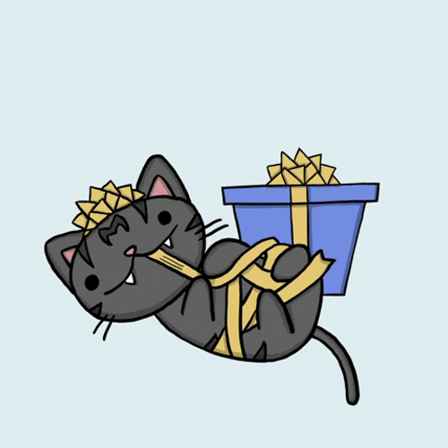 Cat Animation Tying Gift GIF