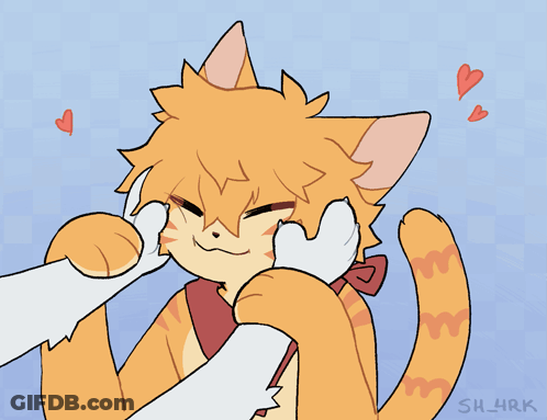 Cat Being Petted By Another Cat GIF