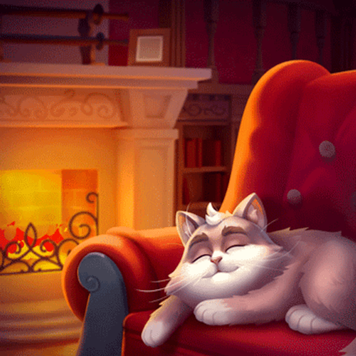 Cat Beside Fireplace GIF