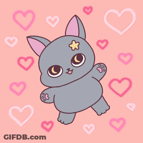 Cat Breakdancing Hearts GIF