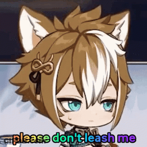Cat Character Saying Please Don't Leash Me GIF