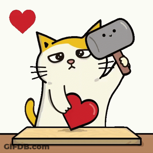 Cat Crushing Broken Heart GIF