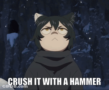 Cat Crushing It With Hammer GIF