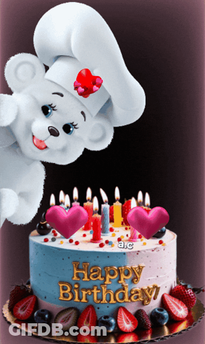 Cat Cutting Birthday Cake GIF