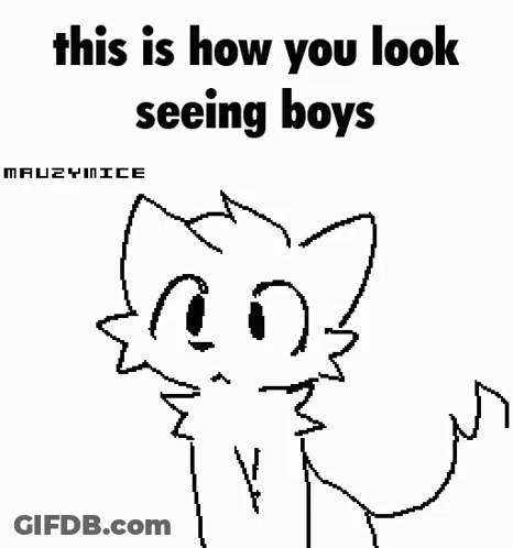 Cat Drawing Saying This Is How You Look Seeing Boys GIF