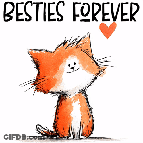 Cat Drawing With Besties Forever GIF