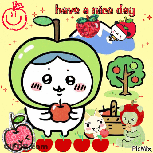 Cat Dressed As Apple Saying Have A Nice Day GIF