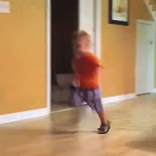 Cat Drop Kick On A Running Kid GIF