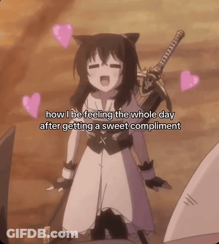 Cat Ear Girl Holding Sword With Flying Hearts GIF