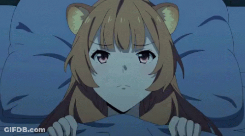 Cat Ear Girl Laying In Bed Hand On Forehead GIF