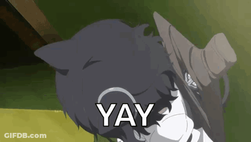 Cat Eared Cartoon Saying Yay GIF