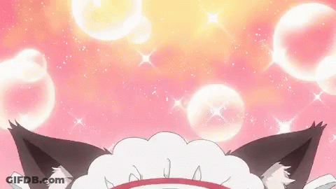 Cat Ears With Bubbles Pink Background GIF