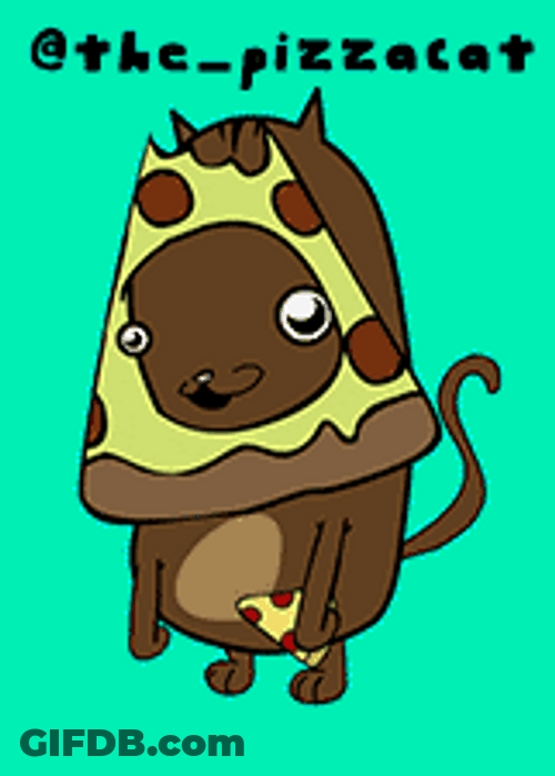 Cat Eating Pizza Cute Animated GIF
