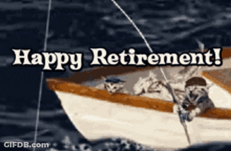 Cat Enjoys Fishing Happy Retirement GIF