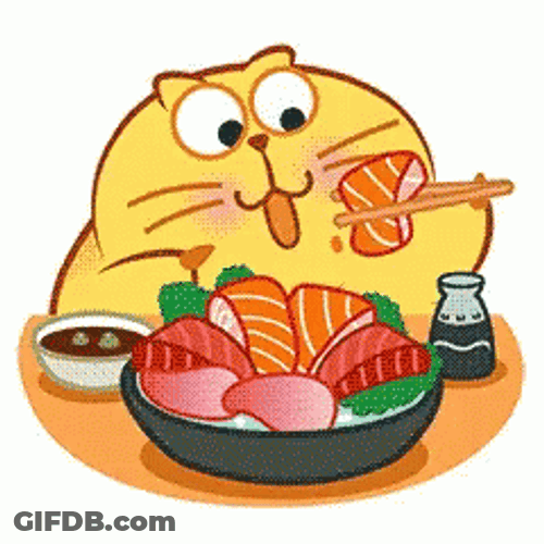 Cat Excited To Eat Sushi GIF