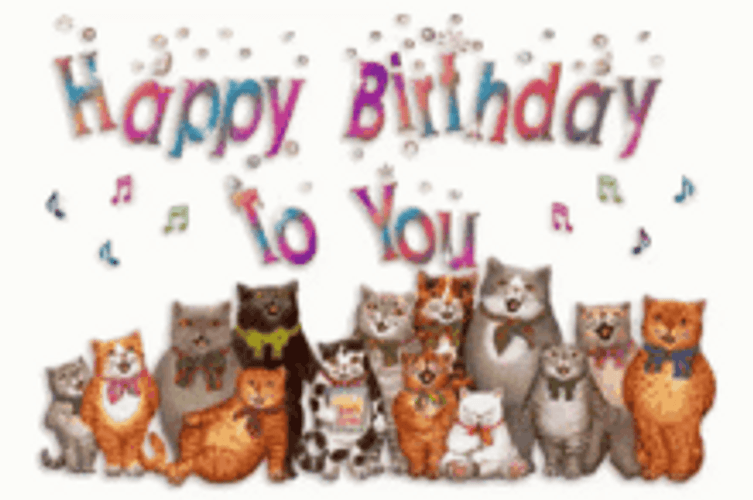 Cat Family And Friends Singing Happy Birthday GIF