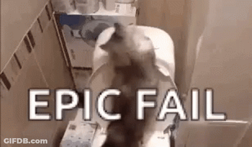 Cat Flushing Toilet Epic Fail GIF