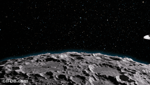 Cat Flying Over Moon In Space Suit GIF