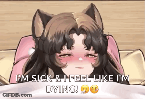 Cat Girl Laying In Bed Sick And Dying GIF