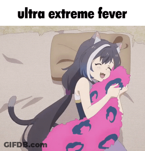Cat Girl Laying On Bed With Pink Pillow Ultra Extreme Fever GIF