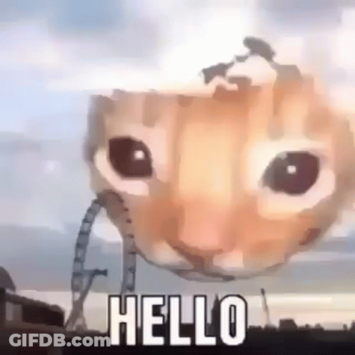 Cat Head Floating Saying Hello GIF