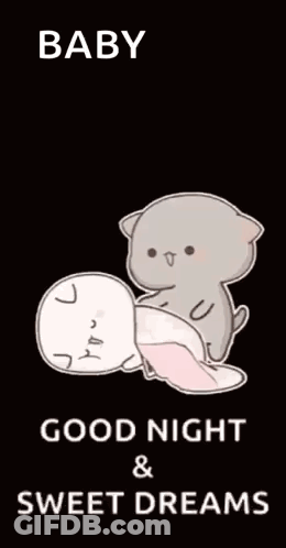 Cat Holding Baby Saying Baby Good Night Sweet Dreams GIF