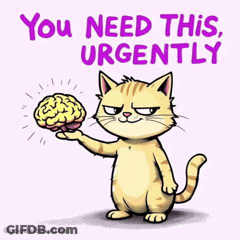 Cat Holding Brain Urgently GIF