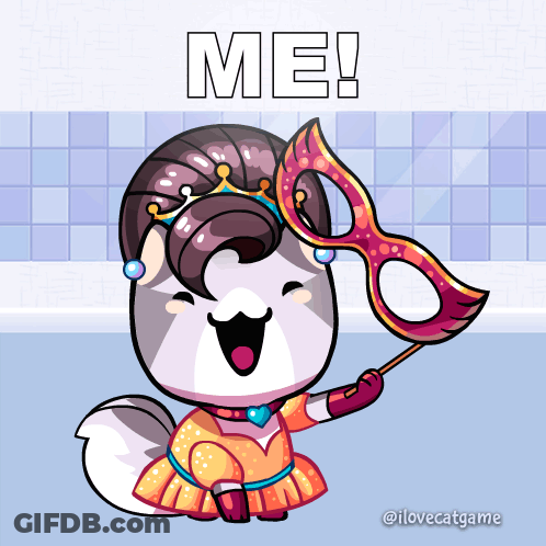 Cat Holding Carnival Mask With Me GIF
