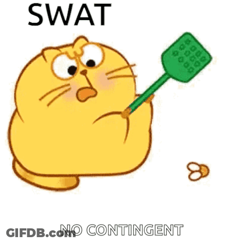 Cat Holding Green Mosquito Swatter And Ring GIF