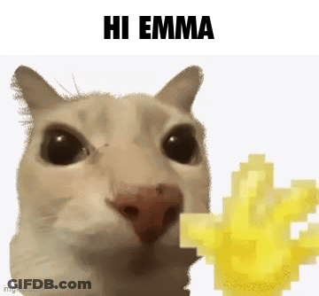 Cat Holding Pixelated Object Saying Hi Emma GIF
