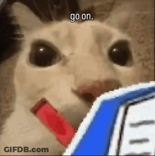 Cat Holding Red Crayon Saying Go On GIF