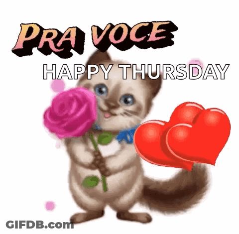 Cat Holding Rose And Hearts GIF