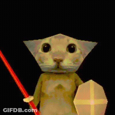 Cat Holding Sword And Shield GIF