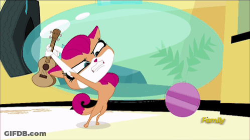 Cat Holding Ukulele Family GIF