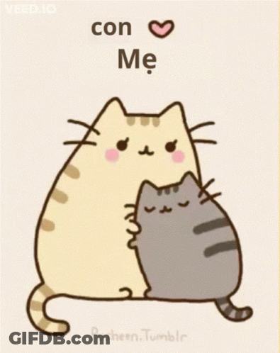 Cat Hugging Another With Con Me GIF