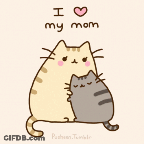 Cat Hugging Another With I Love My Mom GIF