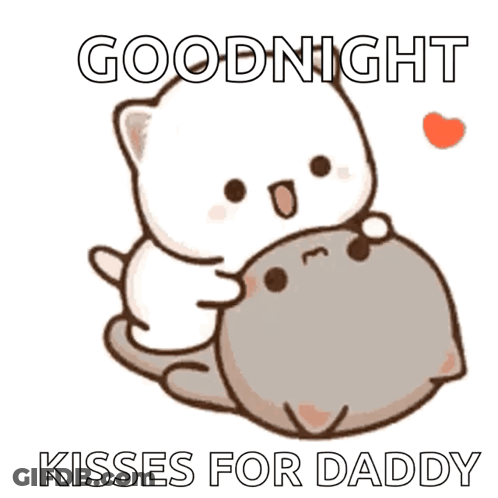 Cat Hugging Cat Goodnight Kisses For Daddy GIF