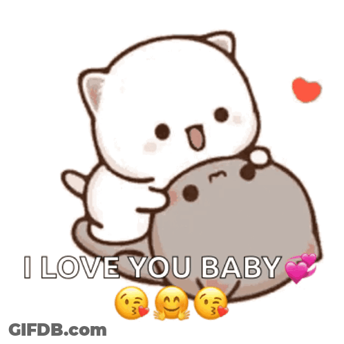 Cat Hugging Cat With I Love You Baby GIF