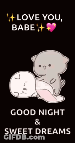 Cat Hugging Sleeping Cat I Love You Babe GIF