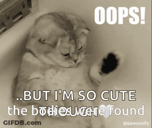 Cat In Bathtub Oops But I'm So Cute The Bodies Were Found GIF