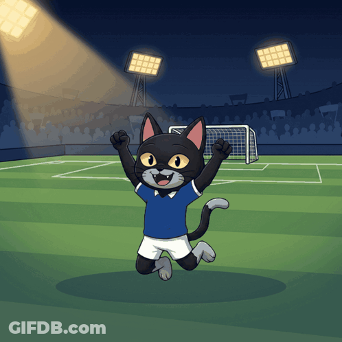 Cat In Blue Shirt And Shorts Jumping GIF