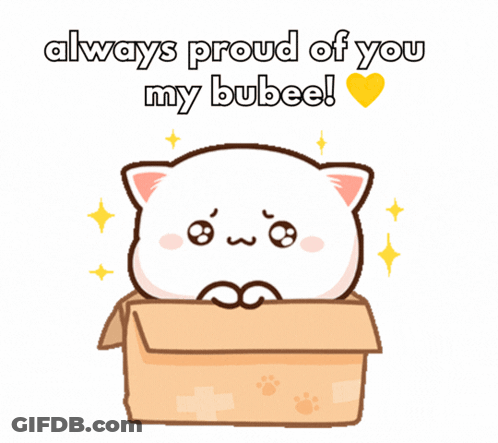 Cat In Box Saying Always Proud Of You My Bubee GIF