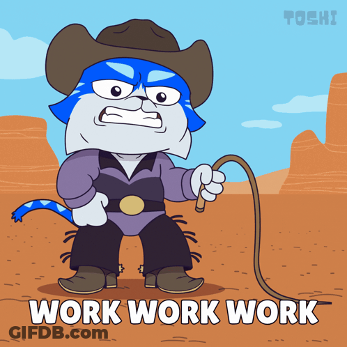 Cat In Cowboy Hat Holding Lasso Work Work Work GIF