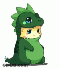 Cat In Dinosaur Costume With Blue Eyes GIF