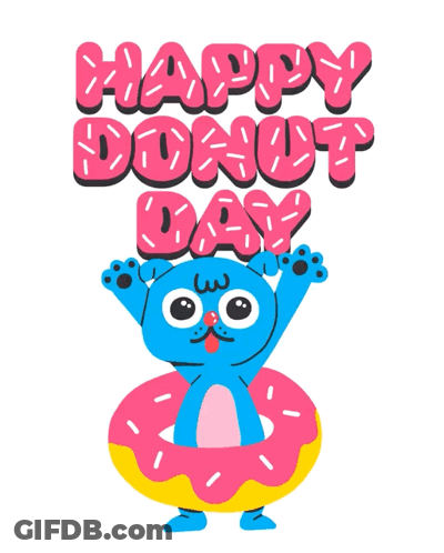 Cat In Donut Saying Happy Donut Day GIF