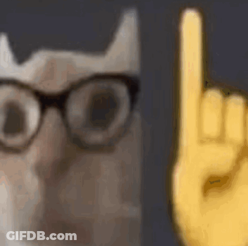 Cat In Glasses With Yellow Hand Making Horns GIF