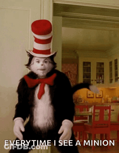 Cat In Hat Saying Everytime I See A Minion GIF