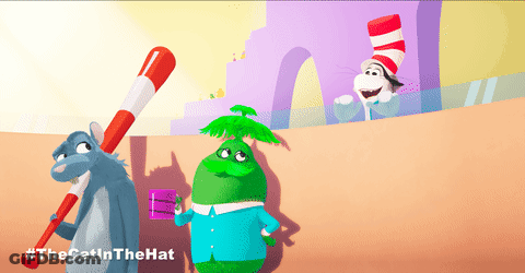 Cat In Hat With Bat, Green Monster Cup GIF