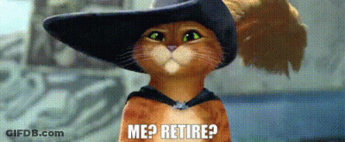 Cat In Hat With Feathered Tail Asking If I'm Retiring GIF